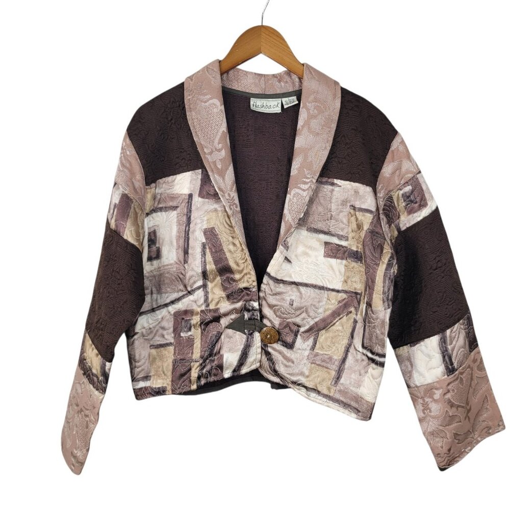 Vintage Large Tapestry Jacket Coat Art To Wear Southwest Aztec Western Patchwork